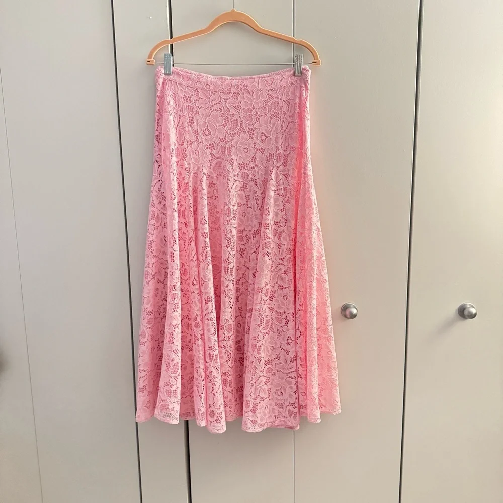 Loeffler randall pink lace bodysuit and skirt size L - Picture 6 of 10
